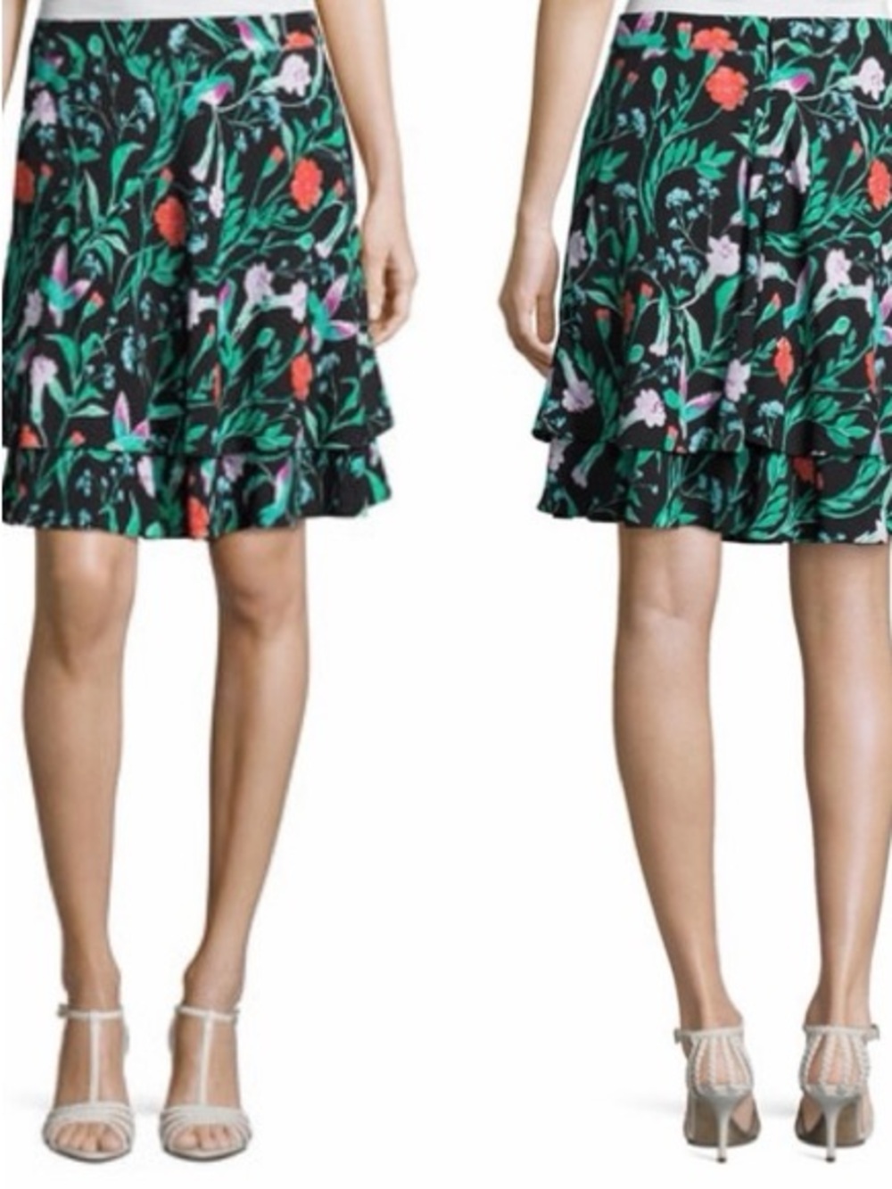 Kate Spade Jardin Double Tiered Hummingbird Skirt sz 2